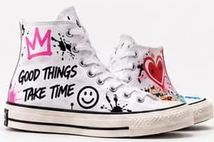 POSITIVE VIBES hand-painted high-tops
