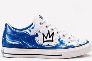 OCEAN ABSTRACT low-top with blue marbled paint