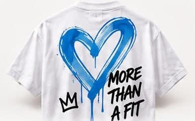 White T-shirt with a painted blue heart